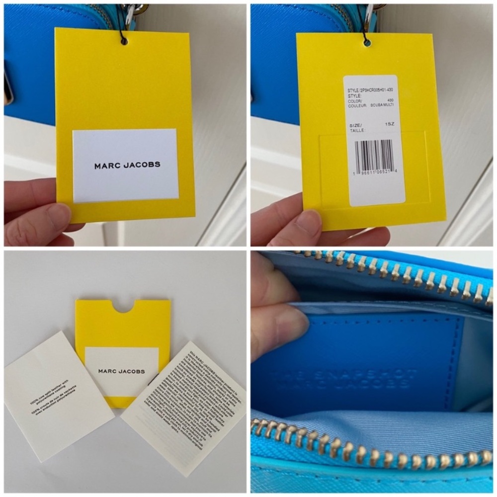 $325 NWT Marc Jacobs Blue Leather Webbing Strap Snapshot Camera Crossbody Bag - Picture 11 of 12